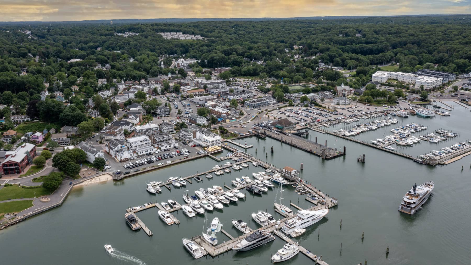 Areal view of Port Jefferson Harbor